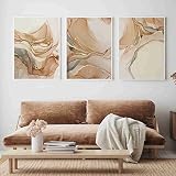 BDHcdfAJGf Moderne abstrait marbre Toile tableau Murale Art Beige doré luxe Toile tableau peinture Decoration à la maison affiche et Tableaux pour salon 30x50cmx3 sans cadre