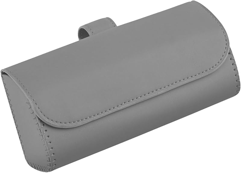 Porta-óculos para Para-Sol Automotivo Sylvil em Couro PU com Fechamento Magnético Oculto Cinza
