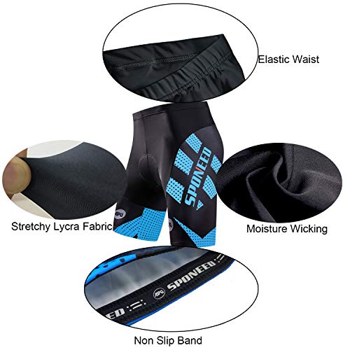 Sponeed Men's Cycling Shorts Padded Compresson Biking Short Road Pants Cycle Underwear 4D Gel Tights Us Xxl Blue #TOP3