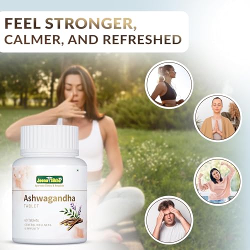 Image of Jeena Sikho Ashwagandha Tablets | Increases Strength & Energy | Rejuvenates Mind and Body | Stress Relief | Immunity Booster | Rich in Antioxidants - 60 Vegetarian Tablets