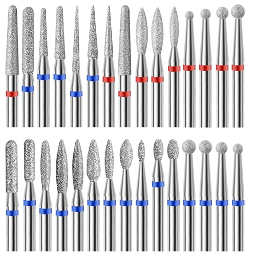 30Pcs Pedicure Care Diamond Nail Drill Bits Professional Safety Cuticle Nail Drill Bits Tool for Electric Manicure & Pedicure Good Quality Moderate Size