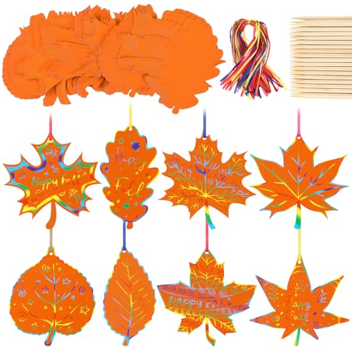 Feuilles d'érable colorées Frienda x80 pour loisirs créatifs d'automne