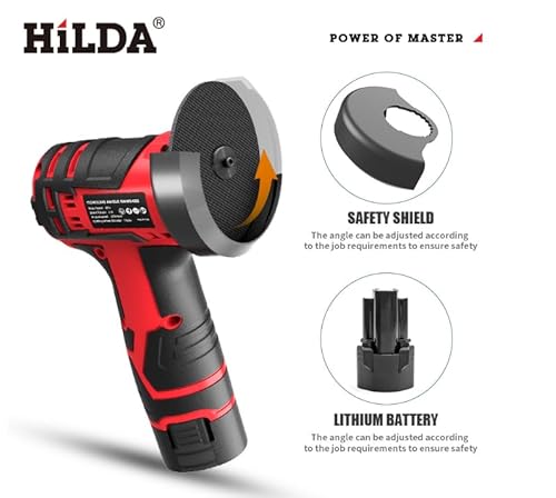 Mini nEsmerilhadeira 12v 300w Angular 2 Baterias Recarregavel Hilda 2 Discos Maleta Rebarbadora De M