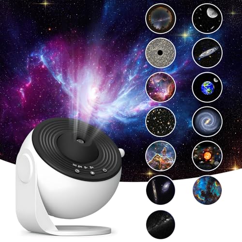 Sternenprojektor-Nachtlicht und Galaxie-Sternenprojektor mit 13 Planetenscheiben, 180°-Drehung, sensorische Lichter für Kinder und Erwachsene, Schlafzimmer, Party-Dekoration, einstellbarer Fokus