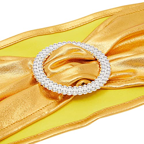 Juvale Gold Chair Sashes - 100-Pack Solid Polyester - Fits 13.5-16.5 n Chair Backs with Stretch Fit Metallic Gold Tie Backs & Silver Buckles - Wedding Decor & Party Reception by Juvale - Image 3