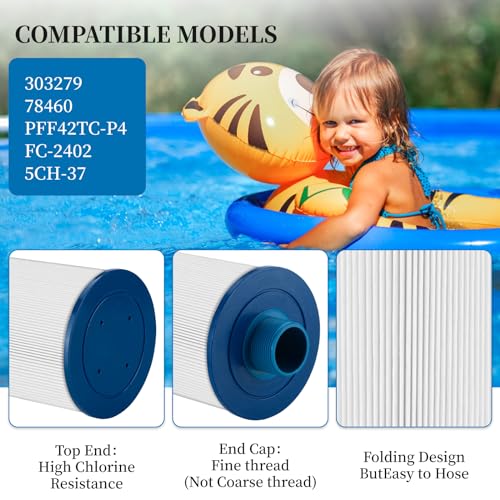 Porscan Spa Filter Replacement for Watkins 303279 Filbur FC-2402, Hot Tub Filter Cartridge 5CH-37 PFF42TC-P4 78460 Conpatible with LifeSmart, Free Flow, AquaTerra, Fantasy - 2 Pack - Thumbnail 3