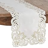 SARO LIFESTYLE 412.I1554B Cupidon Collection Embroidered Cupid Design Table Runner, 15