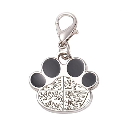 DIYthinker?Black White Baroque Art Shield Lion Pattern Pet Tag Keychain Dog Cat ID