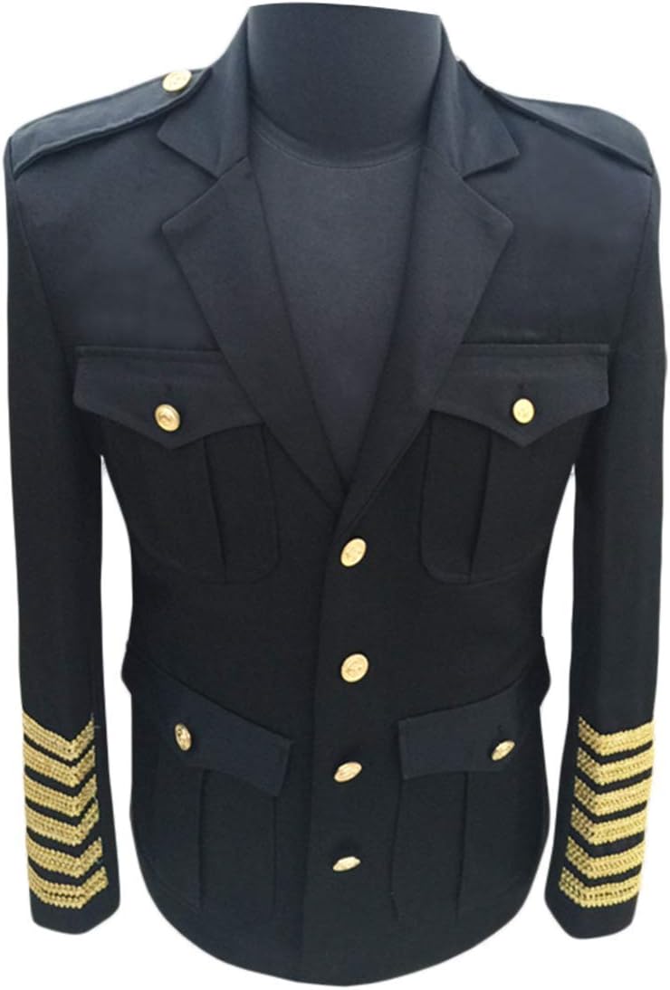 Men's Suits Captain Uniform Blazer Jacket Party Show Prom Stage Cosplay Dinner Dress Coat