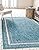 Unique Loom Outdoor Border Collection Area Rug - Soft Border (8'x 11' 4" Rectangle, Teal/ Ivory)