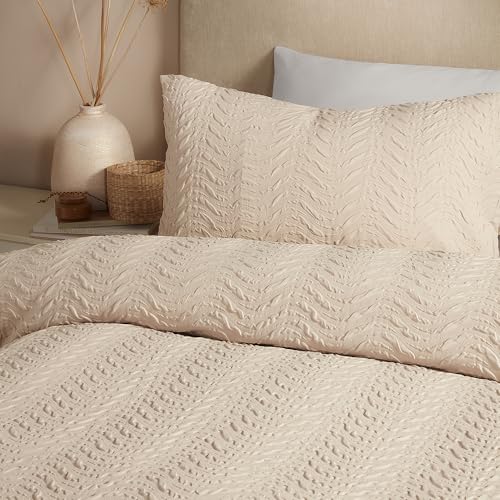 Parure de lit vagues en relief naturel pour chambre d'ami cocon 140x200