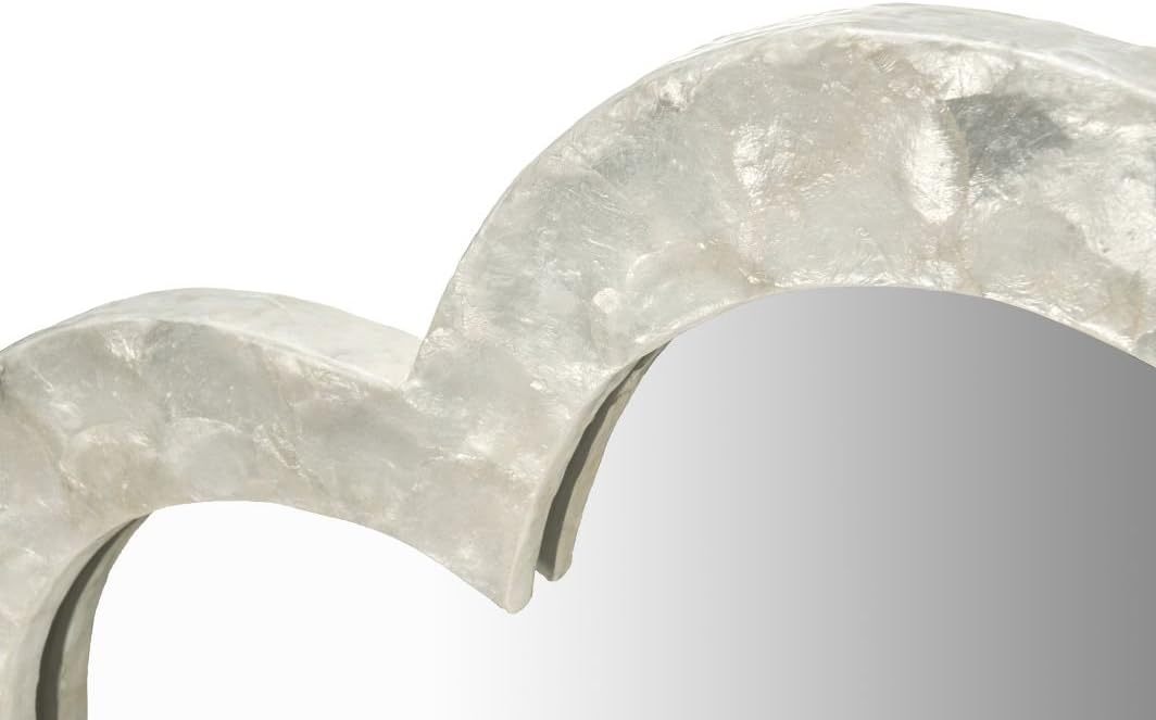 Kouboo 1040138 Flower Capiz Seashell Wall Mirror, Natural White