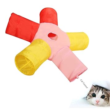 Pets Empire Pet Cat Toy Tunnel Collapsible Foldable 5 Way Play Game Tube for Training Indoor Outdoor