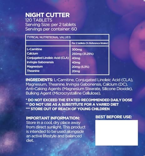 Night Cutter Fat Burner Tablets Fast Weight Loss Tabs Non-Stimulant Lose Weight Management Quick Pills - UK Made - 2 Months Supply (120) - Image 2