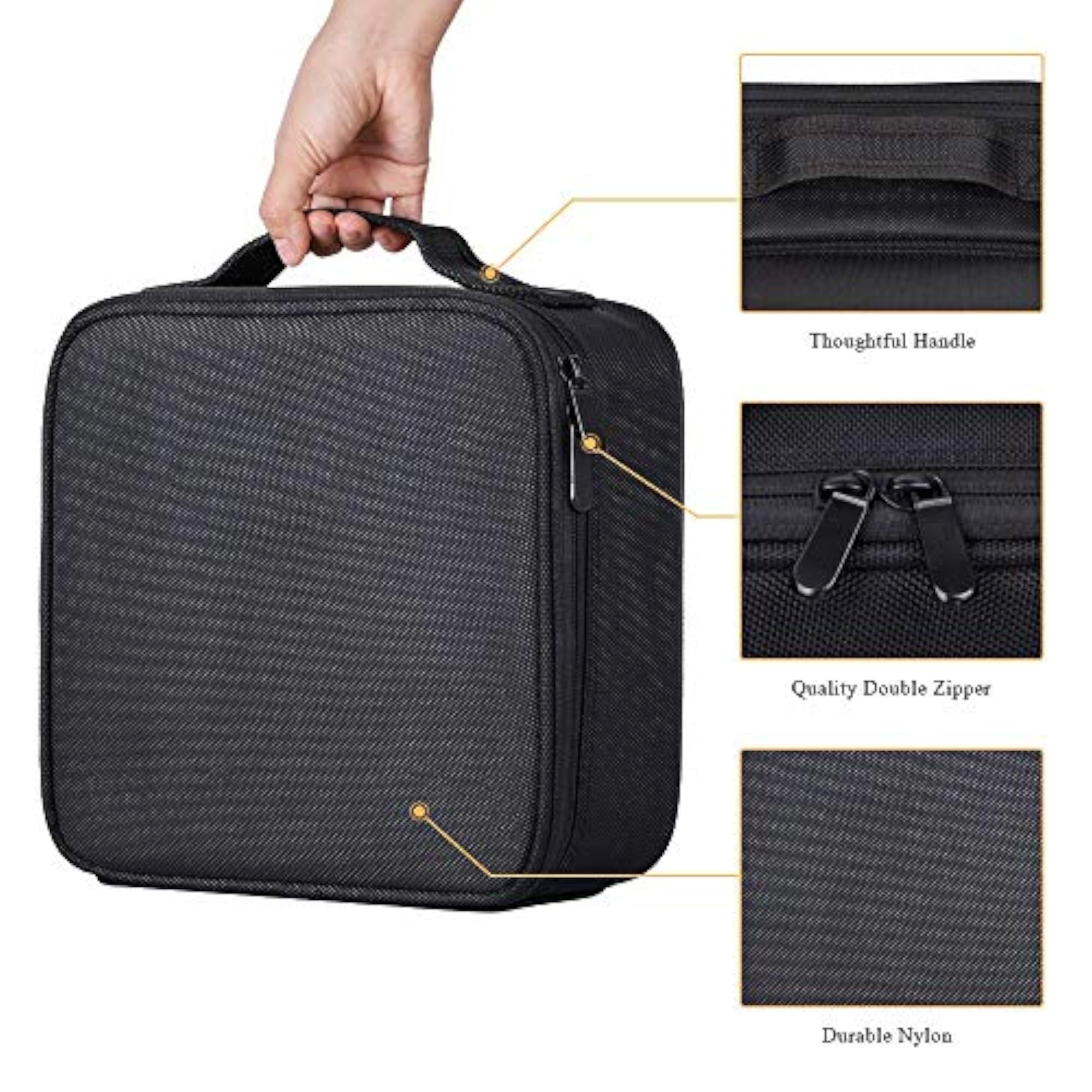 Nylon Makeup Organizer Bag for Women, Adjustable Compartment