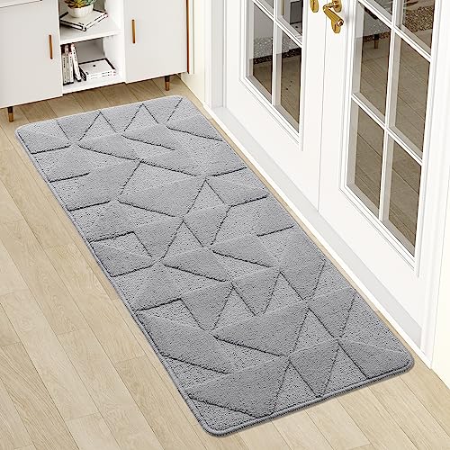 Image of OLANLY Door Mats Indoor, Non-Slip, Absorbent, Dirt Resist, Entrance Washable Mat, Low-Profile Inside Entry Doormat for Entryway (47x20 inches, Grey)