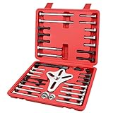 WETT Harmonic Balancer Puller Set, 47Pcs Power Steering Wheel Pulley Puller Installer Tool, Automotive Flange Type Gear and Crank Puller Set, Harmonic Balancers, Crankshaft Pulleys, Gears