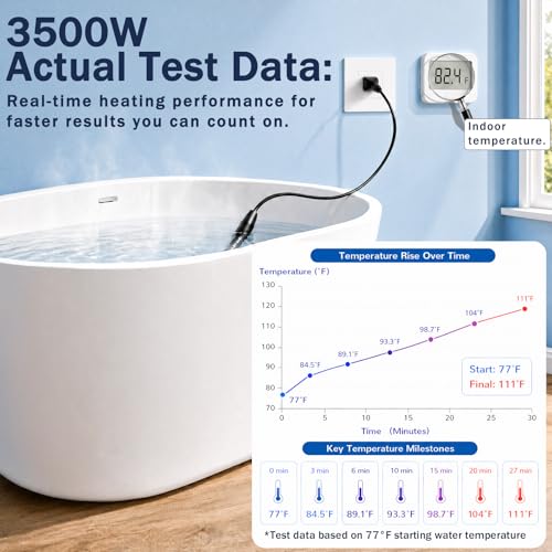 240V 3500W Immersion Water Heater for Pool & Bathtub, Electric Fully Sumbersible Bucket Heater, Fast Heating Stainless Steel Heater, for Inflatable Swim Pool, Stock Tank, Hot Tub, Baptistry, Camping by Xyloz - Image 9