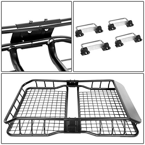 Dna Motoring Xy-6007 Universal 36" Roof Cargo Basket W/Wind Fairing, Black #TOP27
