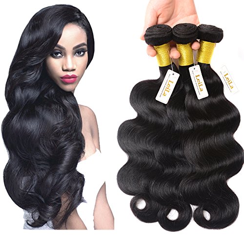 Human Hair Body Wave Bundles Brazilian Unprocessed Virgin Human Hair Extension Body Wave 3 Bundles Weave Weft 300g Natural Black Hair Brazilian Body Wave Bundles (24 26 28)