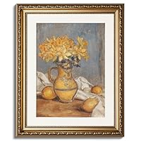 ARPEOTCY Gold Framed Kitchen Wall Art, Home Rustic Farmhouse Wall Decor, Cottage Retro Decor, Canvas Prints, Antique Picture Frame Daffodils and Lemons Vintage Botanical Paintings,13x16 Inch