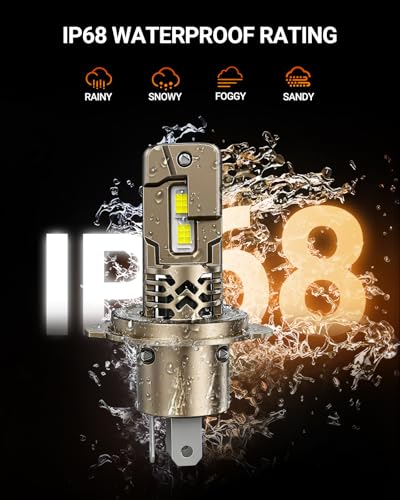 Image of SEALIGHT H4 /9003 Bulbs, 50,000LM Super Bright H4 Driving Bulb, 6500K White 9003 Halogen Raplacement Fog Lights, Canbus Ready Direct Fit, Plug-N-Play, Pack of 2