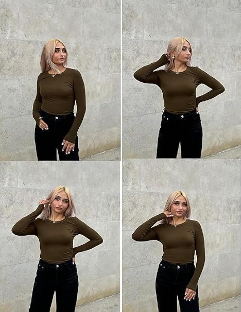 Zeagoo Maglietta Donna Manica Lunga Casual Top Girocollo