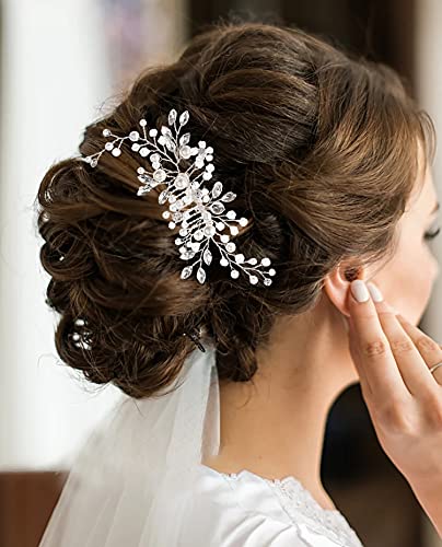 Paosod Accessoires de cheveux de peigne de mariage Bride avec Crystal Head Combs Headpiece pour les femmes Cover