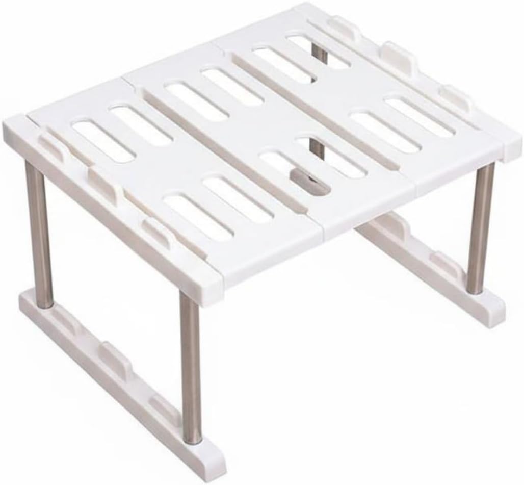 Kitchen Shelf Storage Rack Organizer Stand Riser With Foldable Stackable System And 304 Stainless Steel Body Suitable for tiny kitchens shared housing, 35x30x21cm, Stackable