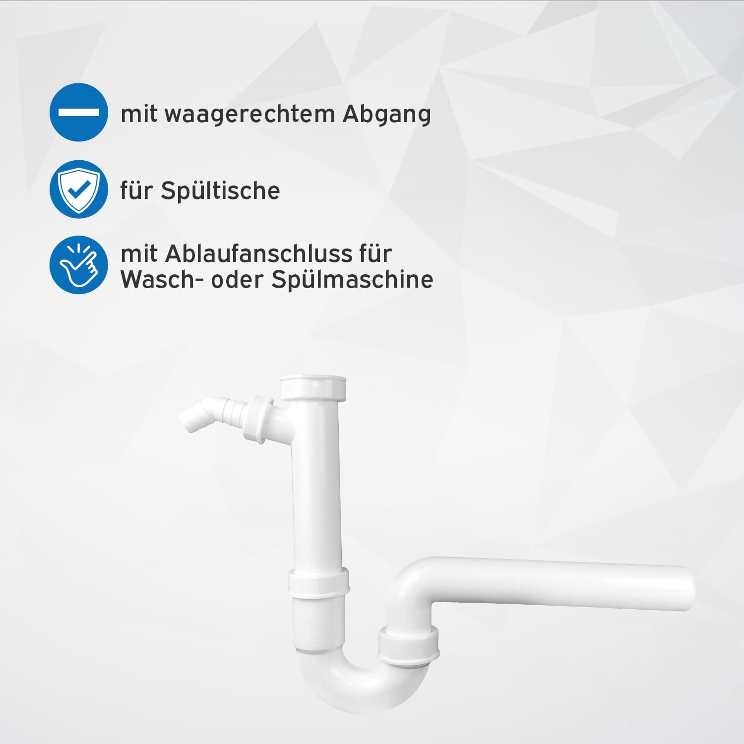 kör4u Set completo di lavandino nero, 52,6 cm, in plastica, con tappo di scarico, sifone in plastica bianco 1 1/2" x 40 mm, tappo in gomma DN 40/50