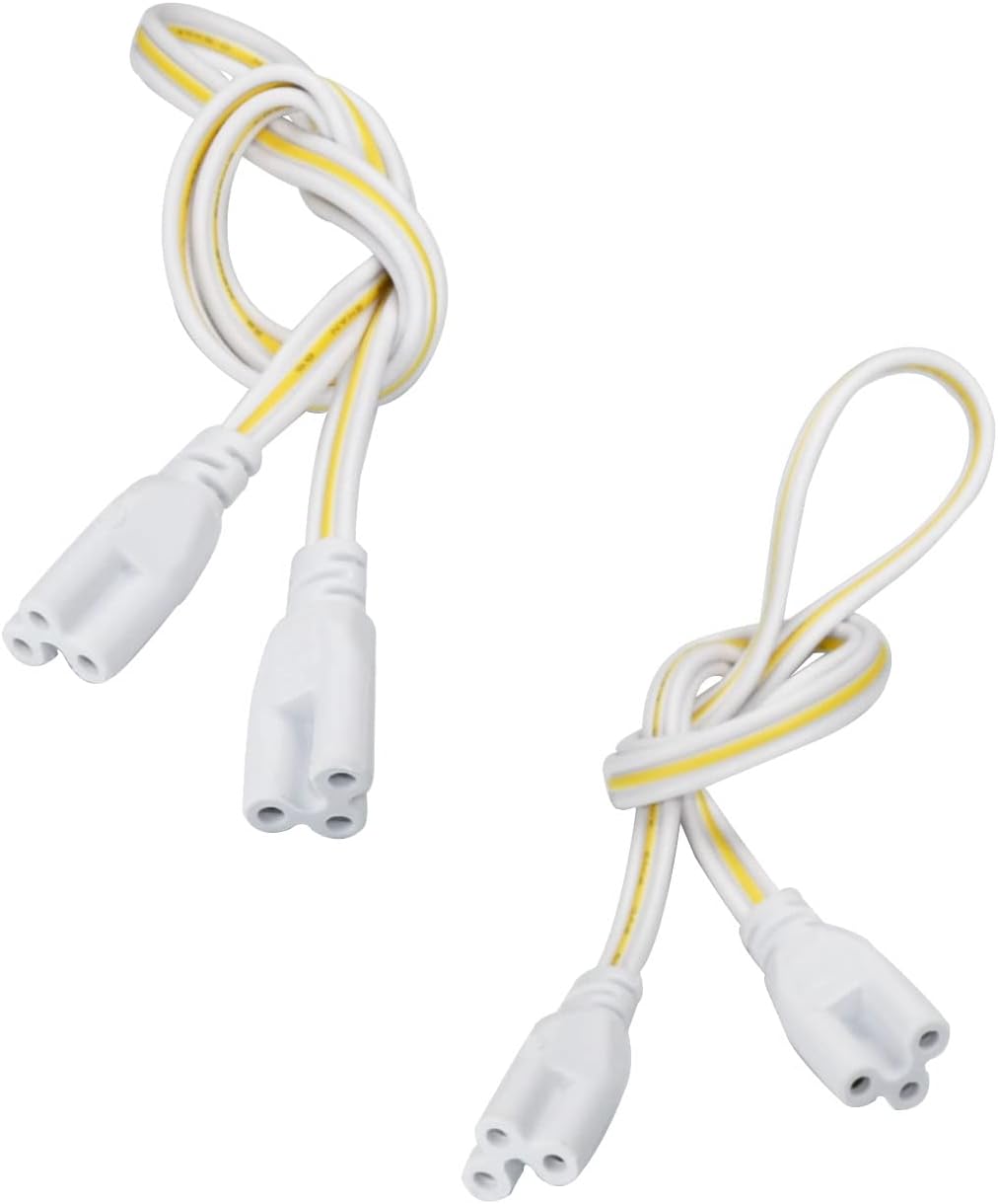T5 T8 Led Lamp Connecting Wire Extension Light Cord Connector 3 Prong Tube Light Fixture LED Linkable Cord Double End Connector Cable Power Extension Wire 30CM.