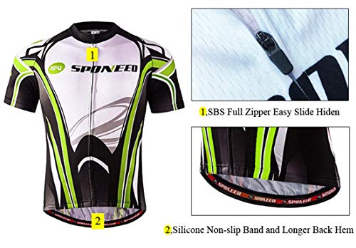 Sponeed Cycling Jerseys For Men Road Bicycle Shirt Polo Jacket Mountain Biking T-Shirt Us Xl Green White #TOP2