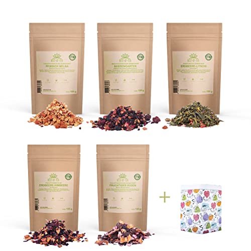 5 besondere Früchte Tee Sorten - Geschenk Set - Inklusive Geschenkdose. Probierset Geschenkset Probier Paket Tee Box Hochzeitstag Muttertag Valentinstag Geburtstag Geschenk Cover