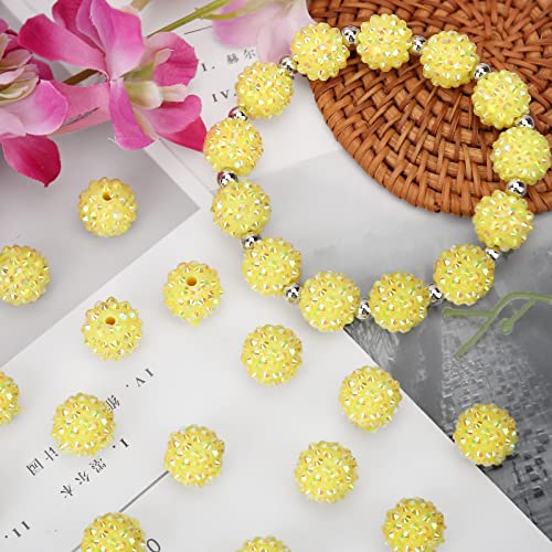 50Pcs 16Mm Chunky Resin Rhinestone Beads Round Disco Ball Beads Bubblegum Beads For Women Girls Necklace Bracelet Jewelry Making Phone Lanyard Hair Accessories Diy Crafts (Citrine Ab) #TOP5