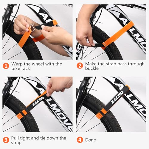 image for Zacro Bike Rack Straps, 2/4 PCS Adjustable Bike Wheel Strap with Upgra
