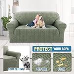 H.VERSAILTEX Couch Covers for 2 Cushion Sofa 1 Piece Stretch Loveseat Slipcover Pet Dog Universal Slip Cover Love Seat Covers Upgrade Thick Jacquard Fabric with Spiral Pattern(58"-70", Sea Grass) - Image 5