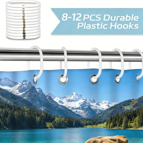 Rideau de douche 240x200 vache en tissu polyester imperméable - 8