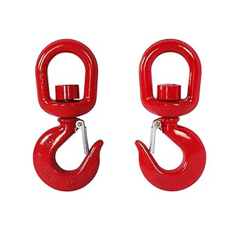 2Pack 1Ton Slip Hooks Swivel Lifting Hook with Safety Latch,360 Degree Alloy Steel Rotating Self-Locking Grab Hook  Heavy Duty for 1Ton Working Load Limit Chain Hook for Lifting Port Transportation