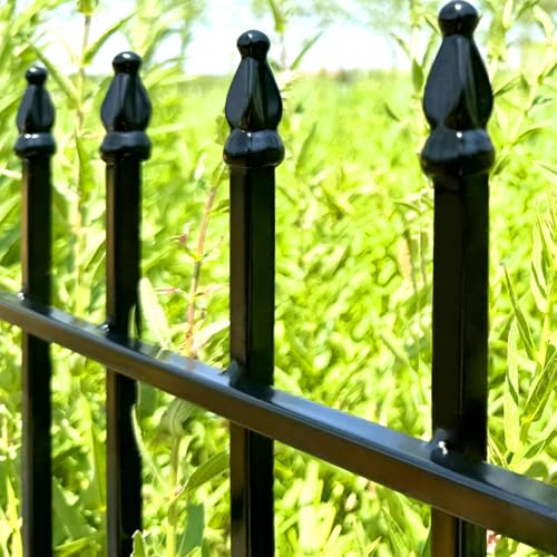 Thealyn Metall Dekorativer Gartenzaun Zaunpaneel Grenze Faltbarer Zaun Landschaftszaun für Blumenbeet, Hof, Tier Barriere (Schwarz, 71 cm H x 2,75 m L (5er-Set))