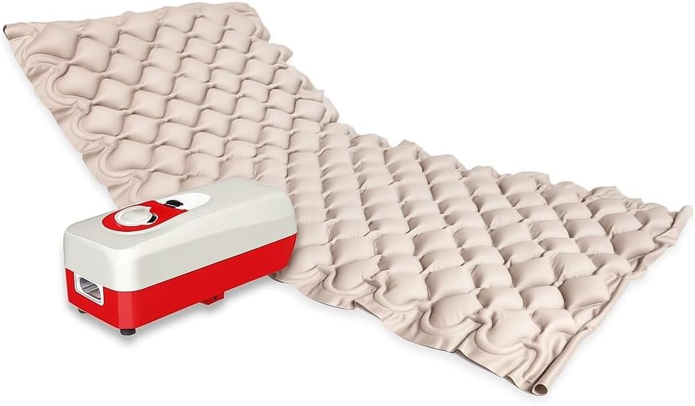 Anti-Decubitus Air Mattress with Pump, PVC Medical Bed for Pressure Sores Prevention, 130Kg Capacity, Hospital and Home Care, Grey, German Technology Fine Bubble System