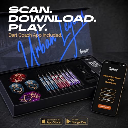 IgnatGames Soft Tip Darts Set - 9 Pack 16-18g Stainless Steel with Multi-Zone Grip Patterns, Aluminum Shafts, 24 GlideXPro Flights, 70 Extra Plastic Tips, Magnetic Gift Box & Darts Companion App by IgnatGames - Used condition - Image 3