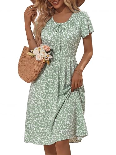 OURIN Spring Dresses Sage Green Pastel Floral Casual Brunch Easter