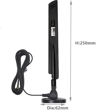 10dBi Dual Band WiFi Antenna 2.4GHz 5GHz RP-SMA WiFi Antennae with 6.5ft Extension Cable for PC Desktop Computer PCI PCIe WiFi Bluetooth Card Wireless Network Router