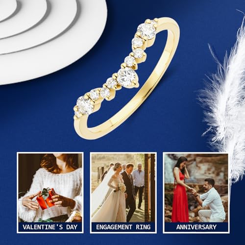 925 Sterling Silver Rings for Women, Moissanite Wedding Band Engagement Rings for Women Eternity Stackable Ring Promise Ring for Her Size 3-104