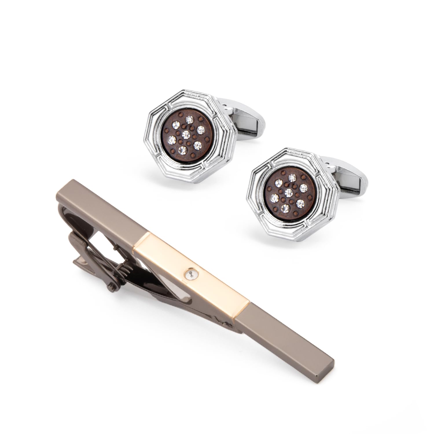 Classic Cufflinks and Tie Pin Tie Clip Set for Men in Gift Box