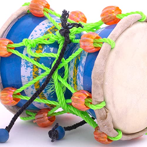 Handmade Wooden & Leather Classical Indian Folk Dumroo Damroo Damaru Hand Drum Set Percussion Decorative Collectible Showpiece World Musical Instruments (Multicolor) #TOP2