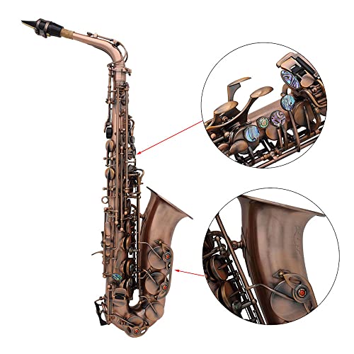 Btuty High Grade Antique Finish Bend Eb E-Flat Alto Saxophone Sax Abalone Shell Key Carve Pattern With Case Gloves Cleaning Cloth Straps Brush #TOP5