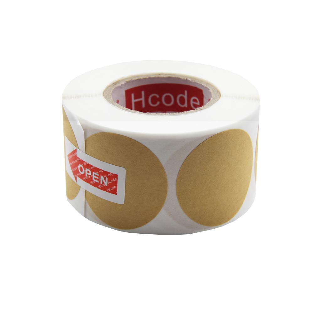 Hcode Natural Kraft Dots etichette 3,8 cm Brown adesivo adesivi scrivibile e stampabile a trasferimento termico etichette 500 pezzi per rotolo 1 roll Round