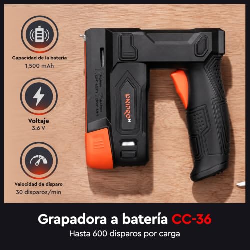 Miniatura 2 de Dnipro M Grapadora A Batería 3.6v 1500 Mah. Incluye 400 Grapas Y 100 Clavos, Compatible Con Grapas 6 14 Mm Y Clavos 14 15 Mm, Carga Usb C. Cs-36