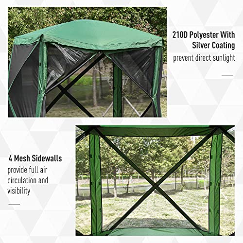 Outsunny Pop Up Camping Canopy Gazebo Screen Shelter Tent With Single Person Easy Set-Up, Ventilating Mesh, Portable Carry Bag For Outdoor Camping Party Event, 7X7Ft, Green #TOP3